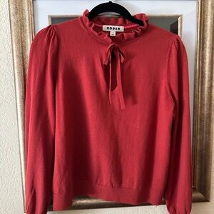 Boden Women's Rust Ruffle Tie Blouse